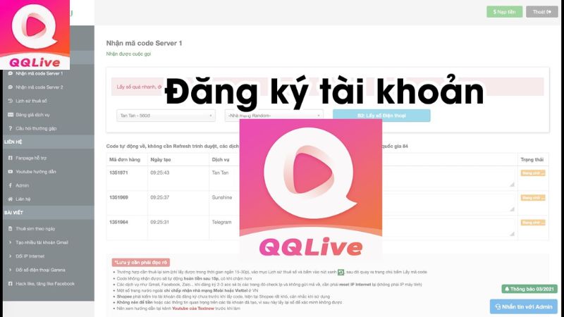 Hướng dẫn đăng ký QQLive