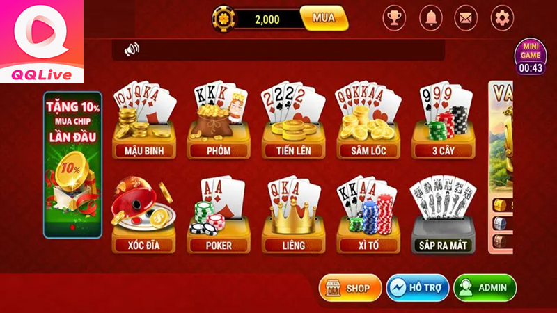 Sảnh game bài QQLive